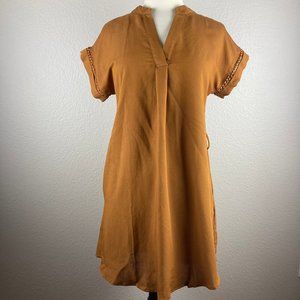 MINE Blu Pepper Orange Brown Short Sleeve Shirtdress - M
